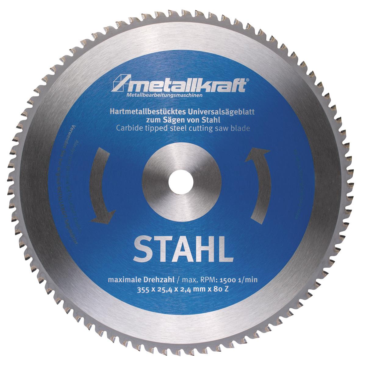 Metallkraft Sägeblatt für Stahl  Ø 355 x 2,4 x 25,4 mm Z80