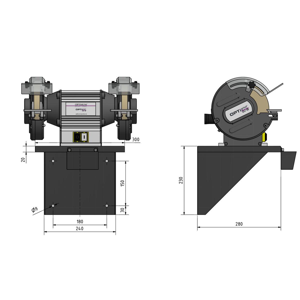 Optimum Wandhalterung  für OPTIgrind QSM 150 bis SM 250