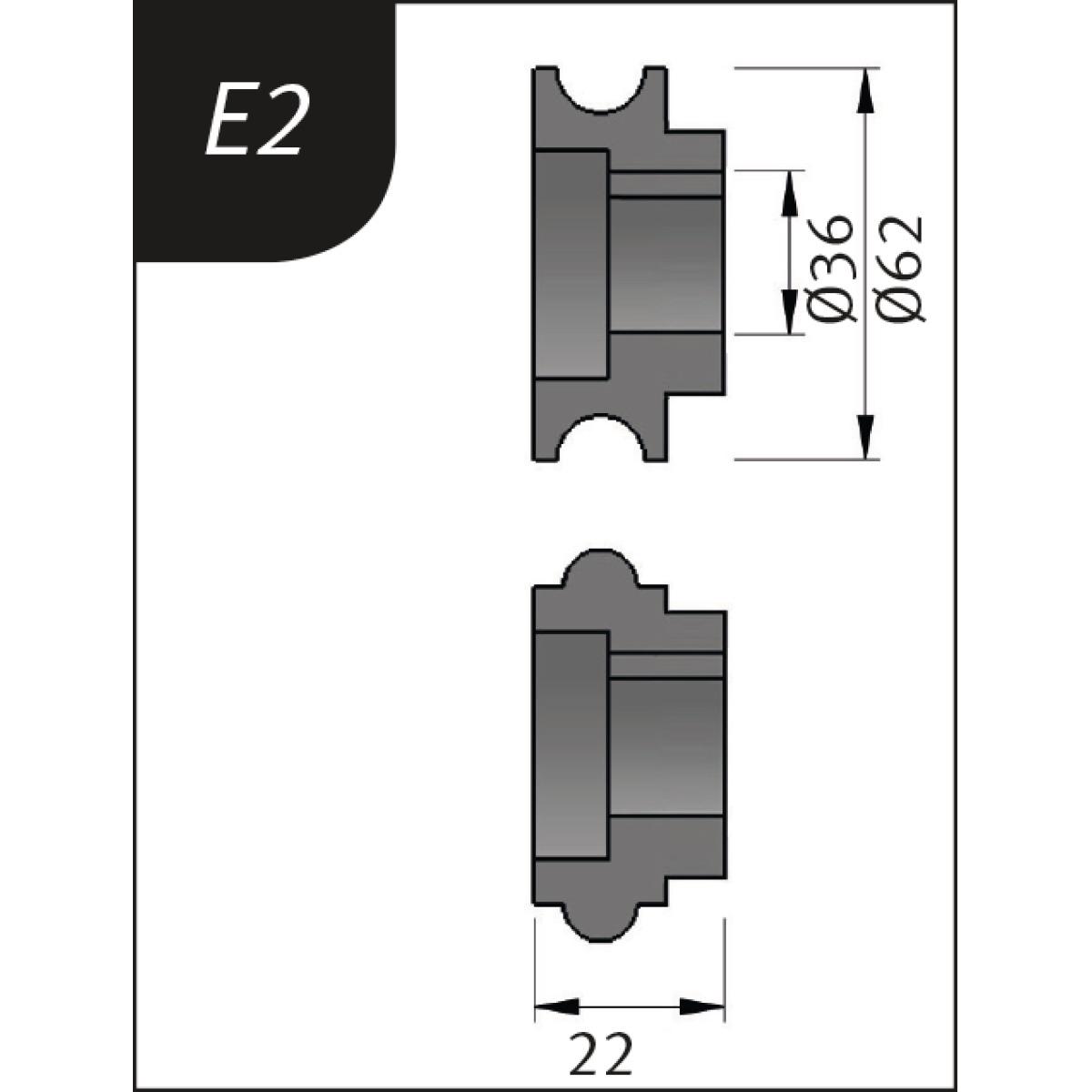 Metallkraft Biegerollensatz  Typ E2, Ø 62 x 26 x 22 mm