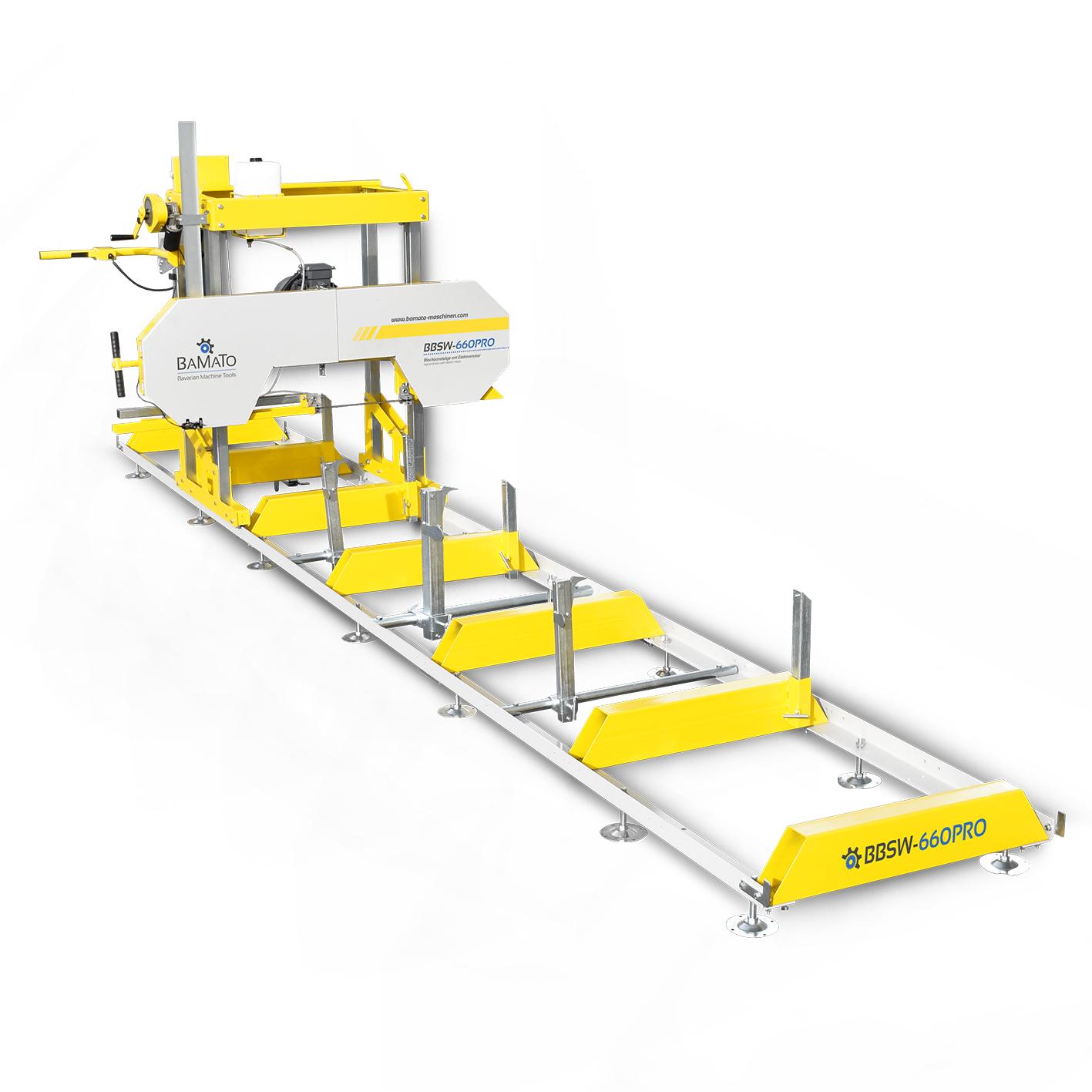 BAMATO Blockbandsäge BBSW-660PRO mit 5,9m Rollbahn und elektrischer Höhenverstellung