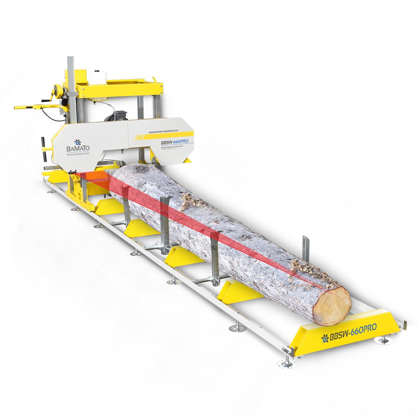 BAMATO Blockbandsäge BBSW-660PRO mit 5,9m Rollbahn und elektrischer Höhenverstellung