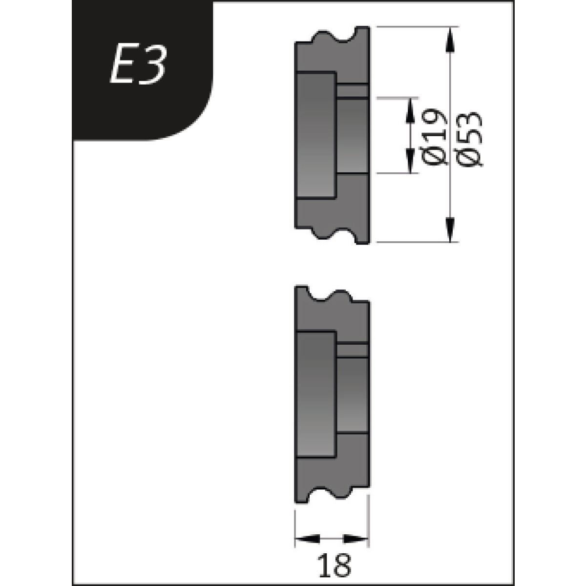 Metallkraft Biegerollensatz  Typ E3, Ø 53 x 19 x 18 mm