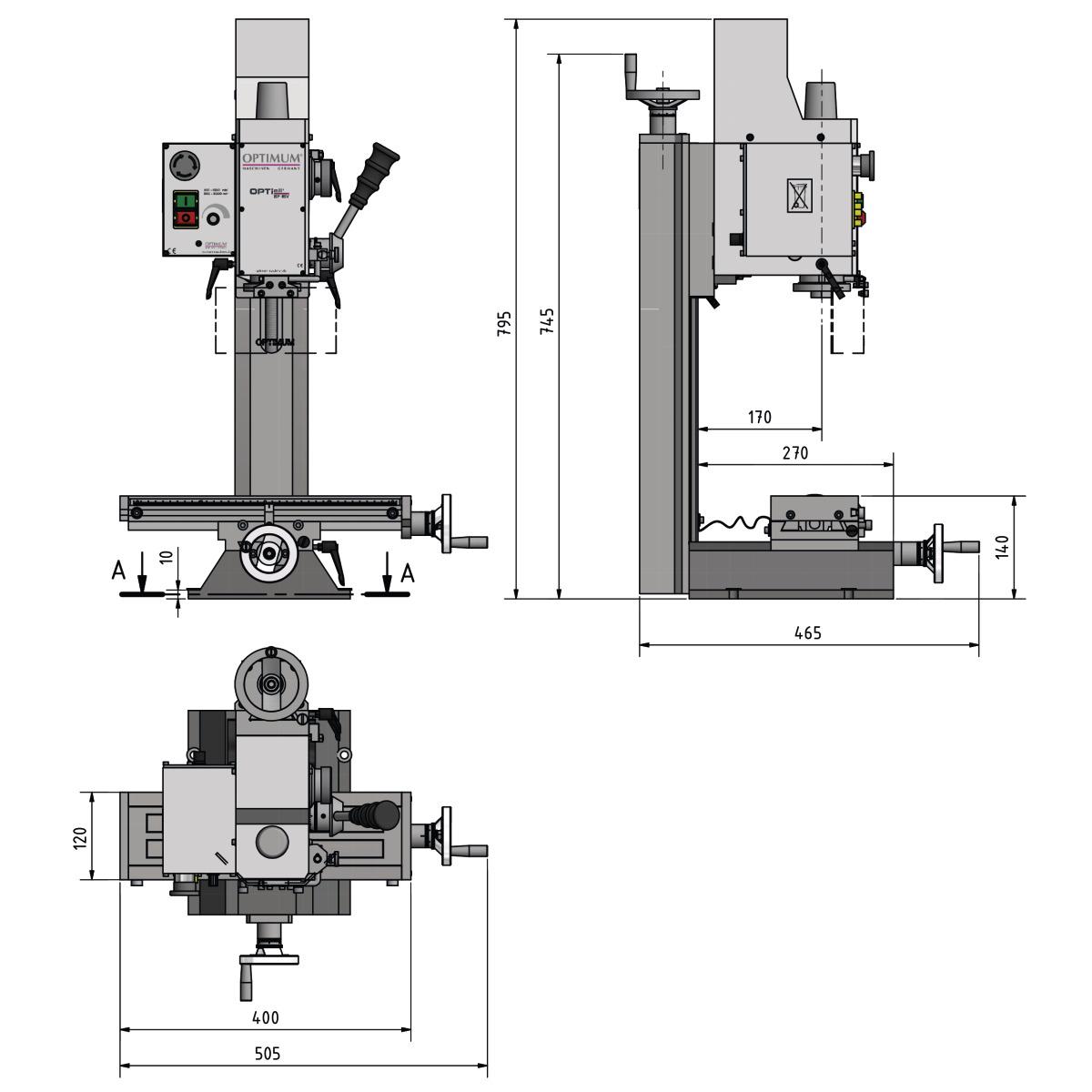 Optimum Bohr-Fräsmaschine OPTImill BF 16Vario